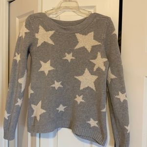 Marled Grey Sweater with White Stars